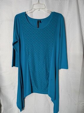 Allie & Rob Teal Eyelet Panel Draped Tunic